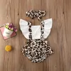 Chegadas nascidas bebê menina babado de leopardo romper bodysuit de macacão de macacão de macacão de traje de cabeça do verão Roupos de bebê Cotton LJ201223