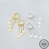 Hoop Huggie 925 Sterling Silver Small Star Tassel Type Pendant Gold Color Plated Earrings Round Circle Earings Fina smycken för 267i