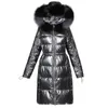 Big Fur Winter Jacka Women Parkas Hooded Waterproof Down Parka Female Jacket Glossy Long Coat Woman Slim Warm Outwear 201126