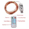 USB Music Control String Light 5M 10M 20M 8 Функция Удаленный звук Активированные светодиодные фонари для гирлянды Рождественское праздничное освещение