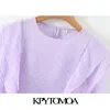 KPytomoa Women Fashion Ruffled Dot Chiffon Bluses Vintage O Neck Långärmad kvinnliga skjortor Blusa Chic Topps LJ200812