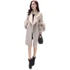 여성 모직 코트 새로운 한국어 패션 긴 느슨한 S-2XL 플러스 크기 기질 슬림 옷깃 따뜻한 여성 자켓 Feminina JD568 201017