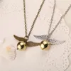 Goldene Kugel Halskette Fliege Antik Bronze Silber Farbe Flügel Anhänger Steampunk Vintage Retro Film Schmuck Männer Großhandel 220217