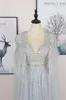 Lyrasue Light Bleu une ligne Cape Feather Full Belle Zipper perle Back Elegant Formal Night Robes Robes de Prom Ly1106051501579