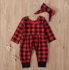 Buffalo Plaid Rompers Bandeau Bande Jumpse bébé Jumpsuits fille Bébé Bébé à manches longues Oneesies Enfants Couvre-vêtements Vêtements Enfants Porter 2PCS / Sets YL1399