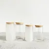 12oz / 16oz sublimering Klar glas kan tomt DIY Wine Tumbler Frosted Coke Jar med bambu lock utomhus picknick kaffe mjölk kopp