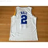 Cucito personalizzato ucla 2 Ball bianco blu Ricamo maglie da basket da uomo giovanile da donna XS-6XL NCAA