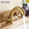 Bathroom Sink Faucets MTTUZK European Long Neck Rose Gold Brass Sitting Mounted 2 Holder Single Hole Basin Faucet Cold Mixer Tap Faucet1