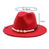 fedora solid elegant pearl belt buckle classic winter women hats pink fascinator wedding formal felt hat womens5050283