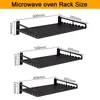 Microwave Oven Storage Holders Racks Kitchen Shelf Holder Black Aluminum Wall Shelf Oven Rack Kitchen Organizer Accessories Y200429