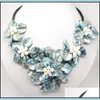 Beaded Neckor Pendants Jewelry Bride Mother of Pearl Shell Flower Necklace 18 "Long Drop Delivery 2021 Ptcel
