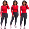 Mode dames trainingspakken met hete sexy stijl split twee stukken sport trainingspak dames lente outfits sexy geplooide vrouw kleding past 9745