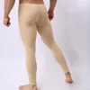 Mężczyźni seksowne sleep Bottoms Ice Silk Ultra-cienki, przezroczysty penis torebkę