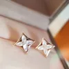 925 Four Leaf Clover Stud Old Flower Classic White Fritillary Birthday Present for Girlfriend301m