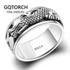 Echt Reine 925 Sterling Silber Drachen Ringe Für Männer Drehbare Transfer Glück Vintage Punk Retro Stil Anel Masculino Aneis Y1124