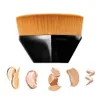 55 Magic Foundation Make-up-Pinsel, flacher sechseckiger Gesichtsrouge-Flüssigpuder-Foundation-Pinsel zum Verblenden von flüssiger, cremiger, makelloser Puderkosmetik mit Etui