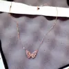 INS Moda Zircon Butterfly Necklace Bling CZ Rose Oro Animal Charm Colgante Collares Collares Exquisitos Joyería Bijoux para Mujeres Chicas