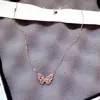 Ins Fashion Zircon Butterfly Necklace Bling CZ Rose Gold Animal Charm Pendant Statement Necklaces Exquisite Jewelry Bijoux for Women Girls