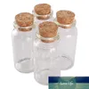 24 pcs 30 * 60 * 17mm 25ml Mini Glass Wishing Bottles Tiny Jars Flaskor med Cork Stopper Bröllopsgåva