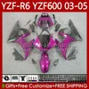 Kit de corpo para Yamaha YZF-R6 YZF600 YZF R6 600cc Metálico Rosa 2003-2005 Cowling 95No.218 YZF R 6 YZFR6 03 04 05 Bodywork YZF-600 600 CC 2003 2004 2005
