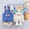 / Set verão bebê meninos roupas conjunto dos desenhos animados criança bebê infantil meninas roupas t-shirt + bib calças kids roupas conjuntos de roupas lj201223