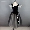 Stage Wear Enfant Adulte Ballet Costume De Danse Noir Velours Romantique Tutu Justaucorps Robe De L'épaule Tutus 18439