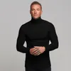 Men Casual Turtleneck Pullovers Autumn Winter Fashion Thin Sweater Solid Slim Fit Knited Long Sleeve Knitwear