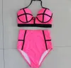 Bra Set Swimwear Women Strip Steel Chest with Chest Pad Gathering Zipper Lace Underwear High Waist Fashion Sexy Striped Elastic Y200708