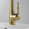 Hurtownia Auswind Antyczne Brass Gold Faucet Kuchnia Obrotowe Kran Łazienki Kran Zlewowy Basen Mikser Tap