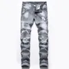 Jeans De Hombre Gris Claro Con Agujeros Para Men231a