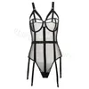 Sexy Lace Mesh Jumpsuit Suspenders Plastic Body Suit Strap Bodysuit Women Garter Temptation Streetwear 220301