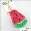 Keychains Fashion Accessories Pom Key Chain Cute Watermelon Shape Fur For Girls Bunny Keyring Car Chic Fruit Design Bag Charm Drop Delivery