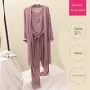 Modal Pajamas Suits Women Home Wear Fashion Goddess Cardigan+tank Top+pants Three-Pieces Set Outfit Lazy Wind 201217