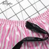 Suphis Satin Black Camis Top With Bow Stripe Shorts Sleepwear Women Pajama Set Sexy Lace Summer Pink Silk Nightwear Ladies 2020 Y200708