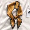 Female Spain Silk Neck Scarf Luxury Leopard Gold Chain Hair Tie Scarves Foulards Head Band Shawls and Wraps Neckerchief Bandanas Y220228