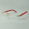 2022 natural red wooden glasses frame 3524012 with luxury bouquet diamonds for unisex, size: 56-36 -18-135mm