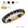 Feng Shui Black Obsidian Beads Bracelet Bracelets de richesse Pixiu de haute qualité pour femmes Men Charm Bouddha Bracelet en alliage Bijoux3689319