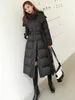 Zimowa damska płaszcz mody mody z kapturem zagęszcza się duża czarna biała biała 201127