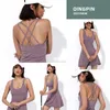 2024 newest LU LU LEMONS Outfits Solid Yoga Nude Color Suit Women's Tennis Skirt Shorts Pants Two-piece Set Anti Light Badminton Fiess Dress with Chest Cushion Gym