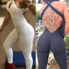 Womans One Piece Yoga Sport Gym Fitness sans manches Slim Suit Workout Jumpsuit1