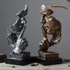 VILEAD Resina 33 centimetri Il silenzio è maschera d'oro Miniature Figurine Ornamento astratto Statuette Scultura per la decorazione domestica Y200104