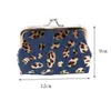 New Denim Hot Stamping Leopard Rose Butterfly Creative Coin Purse Buckle Lady Card Holder Clasp Purse