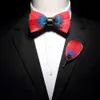 Ricnais Ny Original Feather Bow Tie Brosch Set White Bule Colorful Handmade Exquisite Bowtie For Men Wedding Ties Gift With Box 2280s