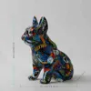 Nordique peinture Art Graffiti bouledogue chien créatif résine artisanat décoration de la maison armoire à vin bureau décor cadeau 220115