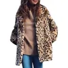 Otoño Invierno chaqueta de leopardo abrigo largo de mujer estampado de leopardo cuello con muescas chaqueta de manga larga Parka prendas de vestir exteriores para mujer