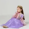 O Tangled Halloween Christmas Nellow Ano Novo Fato Meninas Rapunzel Vestido Suff Flutter Sleeve Princesa Dress Up Glitter Tiered Dress LJ200921