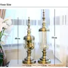Dekorativa Blommor Kransar Flona Bröllop Hem Matbord Dekoration Enkel Europeisk stil Metall Base Glas Vase Blown Process Material