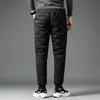 Hommes d'hiver décontracté à lacets élastique vers le bas ouaté pantalon jeunesse porter mode mince pied chaud-garder vers le bas coton pantalon LJ201217