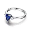 Ainuoshi Luxo 1 Carat Pêra Corte Azul Sona Anéis 925 Sterling Prata Mulheres Noivado de Casamento Gota de Gota de Água Adorável Presente Y200106
