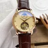 Часы Мода Tourbillon Dial Dial Writ Moon Фаза Водонепроницаемый Нержавеющая Сталь Ремень Автоматический Механический мужской Подарок для мужчин